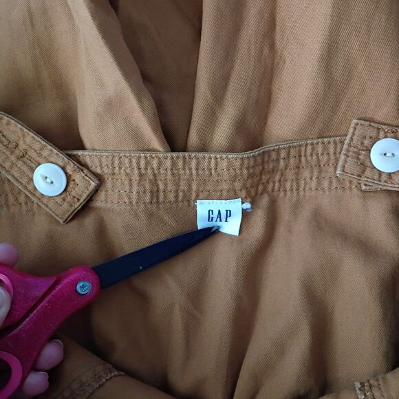 Gap Trapunto Jumpsuit Romper Overalls Tan Ivory Buttons Womens 8 Adjustable - Picture 7 of 10